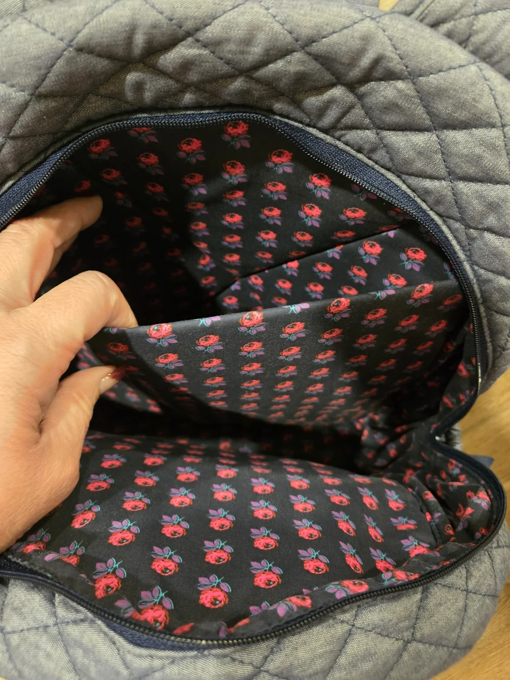 Vera Bradley Quilted Light Gray Backpack